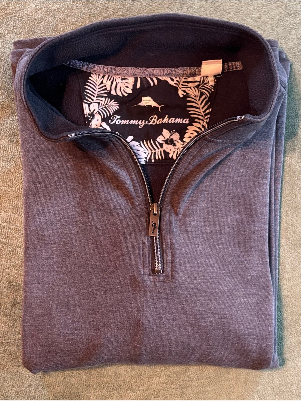 Tommy Bahama Men’s Zip-Up Sweater - Charcoal Heather, Size: L (6577)
